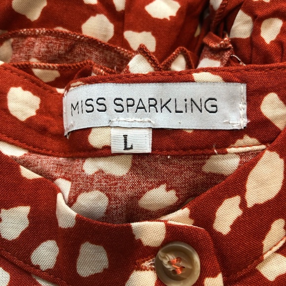 Miss Sparkling Long Sleeve Midi Dress In Red White Polka Dot. NWT! Sz L, XL,XXL - Picture 6 of 9